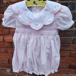 Vintage Early 90's Pink Baby Girl Playsuit from Carriage Boutique Size 3 months